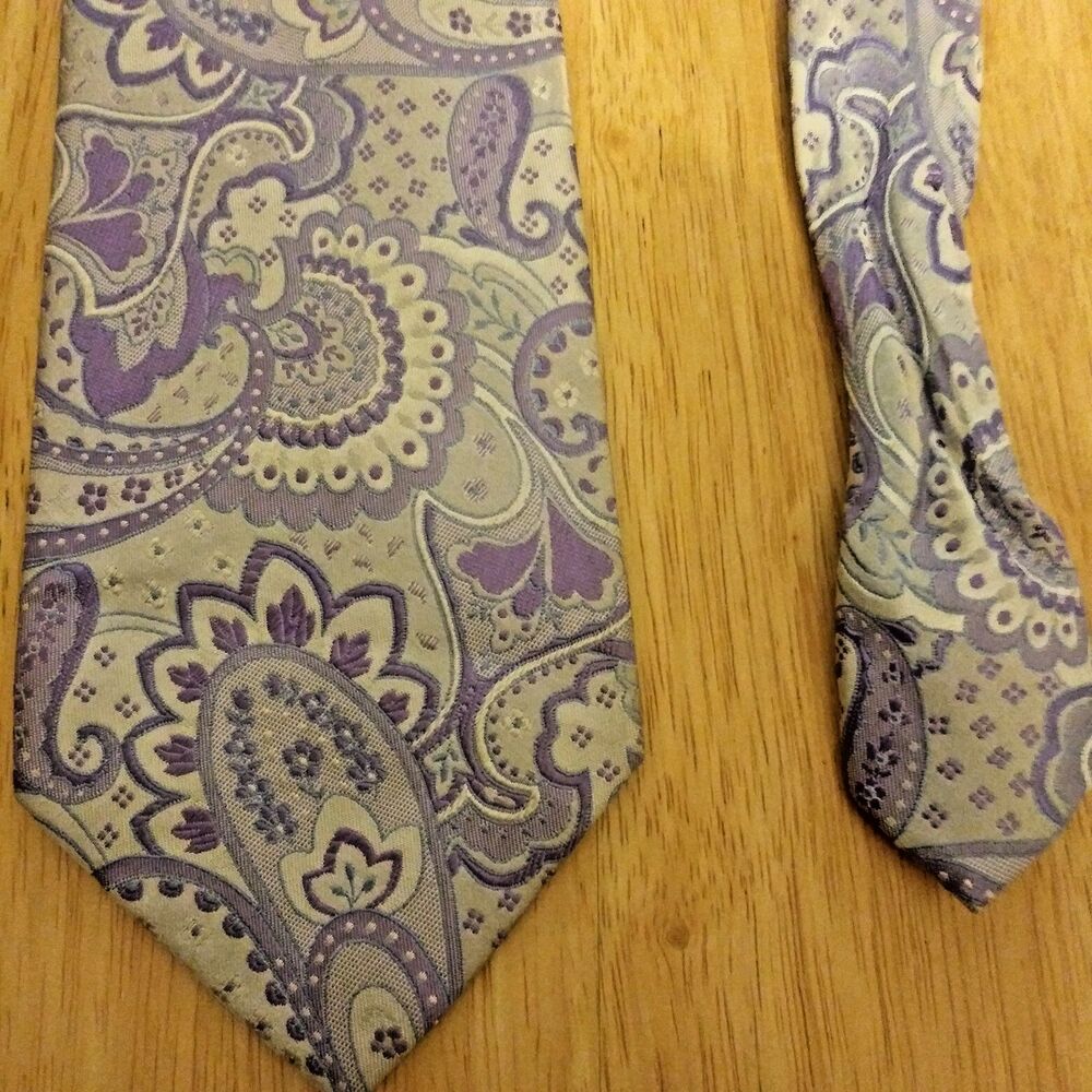 geoffrey beene paisley tie embroidered look lavender on off white